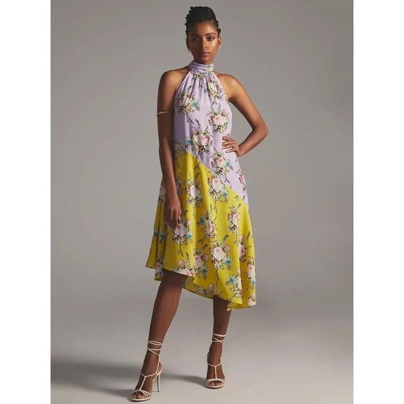 Anthropologie Dresses & Skirts - Anthropologie Silk Halter Floral Midi Dress Sz 1X